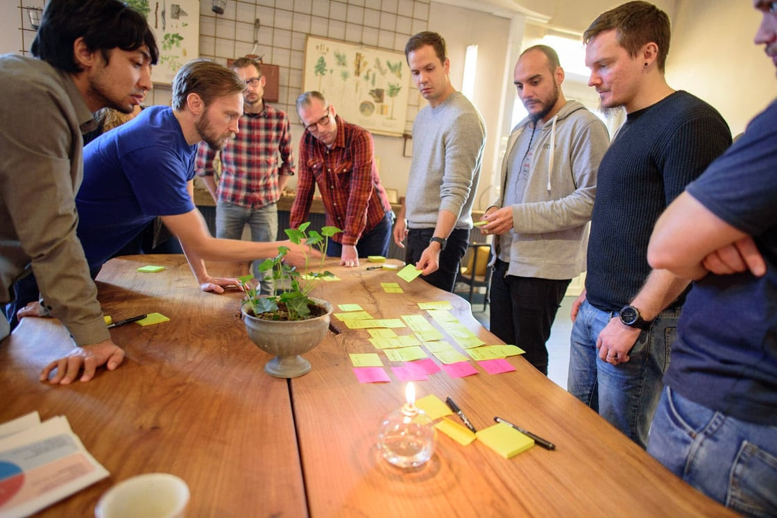 A team at iZettle co-creating a common visualization and understanding of their work